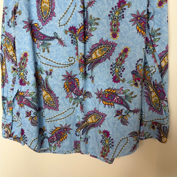 Talbots 100% Cotton Blue Paisley Print Button Front Blouse Size Medium - Picture 14 of 16